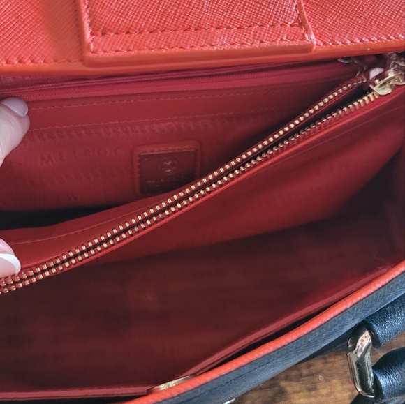METROCITY black orange handle saffiano bag - Picture 5 of 5